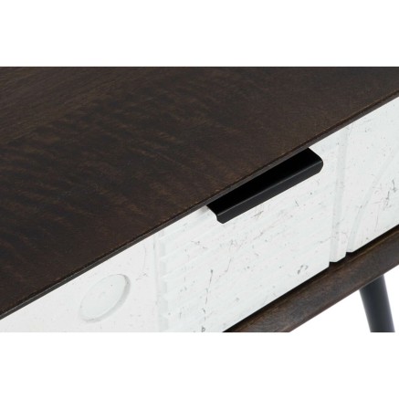 Table de Nuit DKD Home Decor 45 x 38 x 50 cm Noir Métal Blanc Bois de 2
