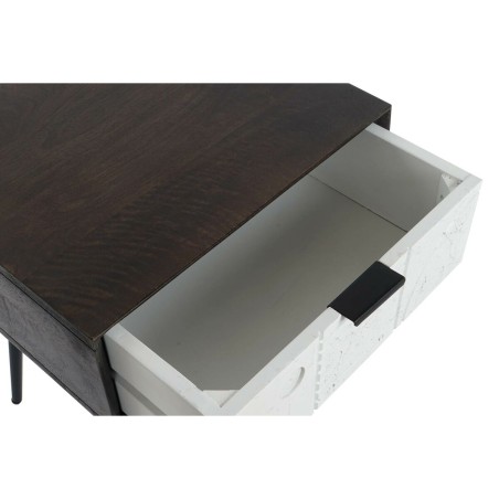Table de Nuit DKD Home Decor 45 x 38 x 50 cm Noir Métal Blanc Bois de