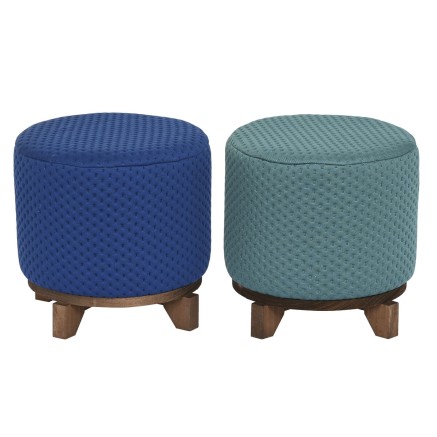 Poggiapiedi DKD Home Decor Legno 30 x 30 x 30 cm Verde Blu Marino (2 U