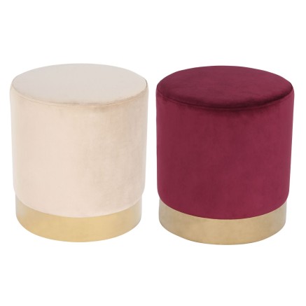 Reposapiés DKD Home Decor Beige Burdeos Terciopelo 40 x 40 x 42 cm (2