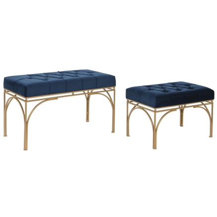 Kruk DKD Home Decor Blauw Gouden Metaal 80 x 40 x 48 cm (2 Stuks)