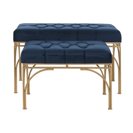 Banqueta DKD Home Decor Azul Dorado Metal 80 x 40 x 48 cm (2 Unidades) 2