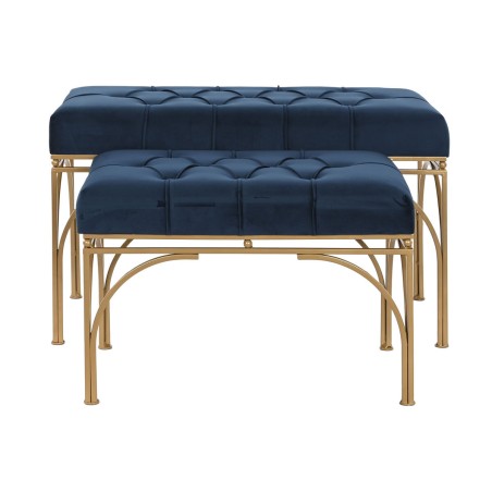 Kruk DKD Home Decor Blauw Gouden Metaal 80 x 40 x 48 cm (2 Stuks)
