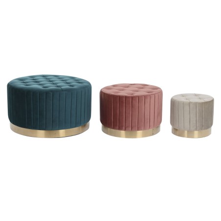 Repose-pied DKD Home Decor Vert Gris Bordeaux Doré Métal Velours 80