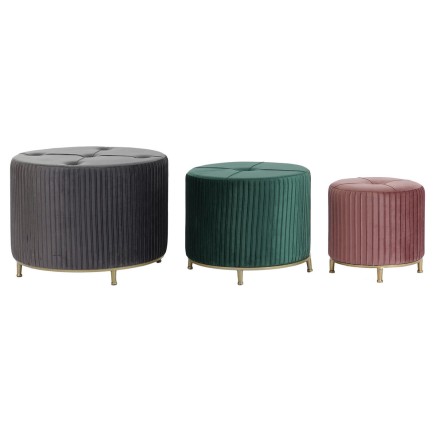 Voetensteun DKD Home Decor Fluweel 60 x 60 x 45 cm Hout MDF