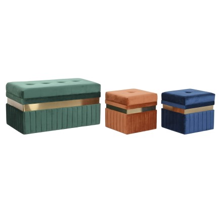 Hocker DKD Home Decor Blau grün Orange Gold Holz MDF 93 x 47 x 45 cm
