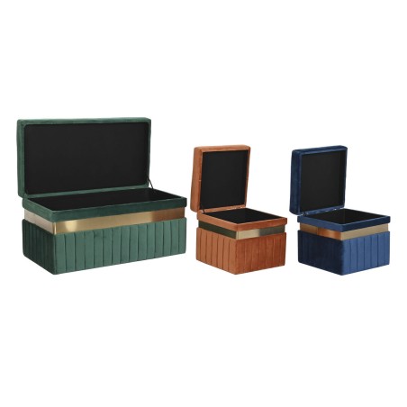 Banquette DKD Home Decor Bleu Vert Orange Doré Bois MDF 93 x 47 x 45