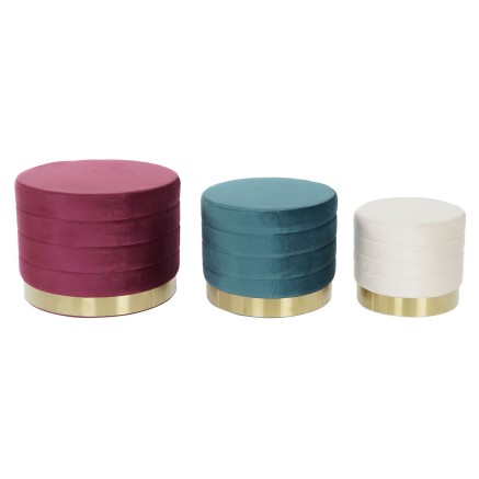 Repose-pied DKD Home Decor Multicouleur Bois MDF Velours 60 x 60 x 45