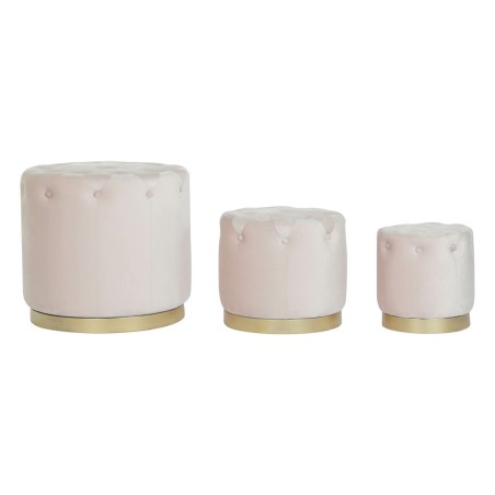 Repose-pied DKD Home Decor Rose Doré Bois MDF Velours 60 x 60 x 54 cm