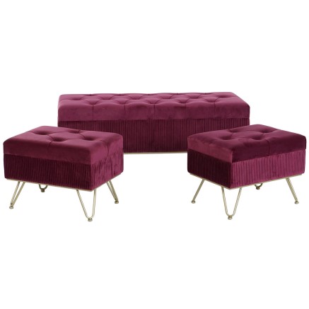 Hocker DKD Home Decor 110 x 42 x 44 cm Metall Granatrot 2