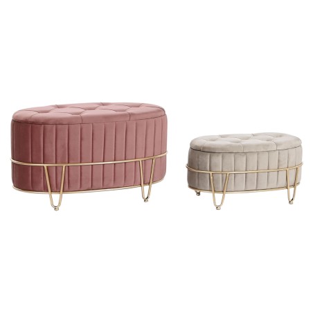 Kruk DKD Home Decor 80 x 42 x 45 cm Grijs Gouden Metaal Bordeaux