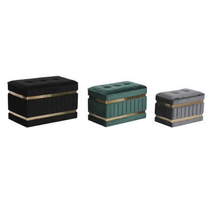 Hocker DKD Home Decor Schwarz Gold grün Dunkelgrau Holz MDF 70 x 40 x