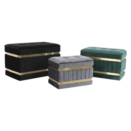 Panca DKD Home Decor Nero Dorato Verde Grigio scuro Legno MDF 70 x 40 2
