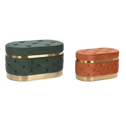 Kruk DKD Home Decor Groen Oranje Gouden Hout MDF 80 x 47 x 43 cm (2 St