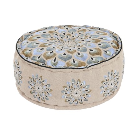 Poef DKD Home Decor Blauw Beige