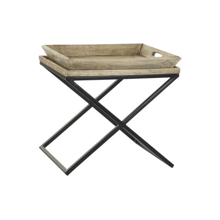 Mesa auxiliar DKD Home Decor Negro Natural Metal Madera de mango 55 x