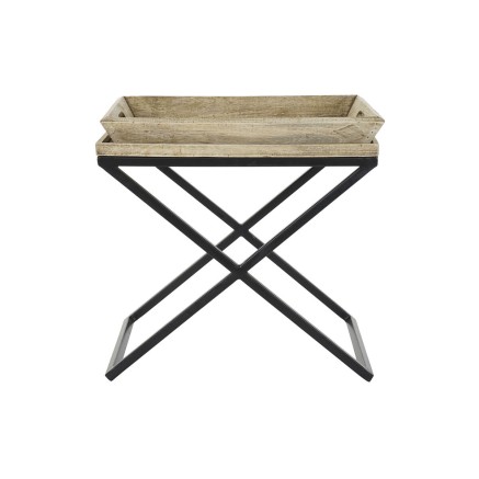Table d'appoint DKD Home Decor Noir Naturel Métal Bois de manguier 55 2