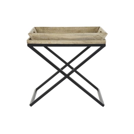 Bijzettafel DKD Home Decor Zwart Natuurlijk Metaal Mangohout 55 x 45 x