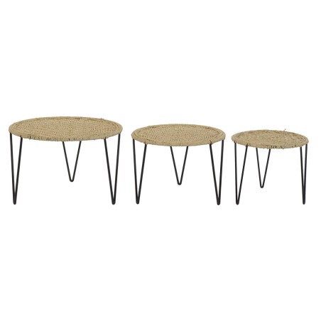 Jeu de 3 tables DKD Home Decor Marron Noir Naturel 62 x 62 x 40 cm 62