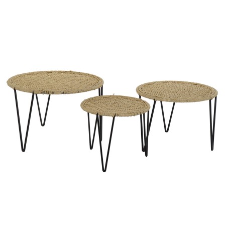 Jeu de 3 tables DKD Home Decor Marron Noir Naturel 62 x 62 x 40 cm 62