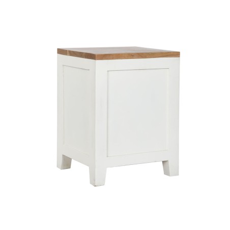 Mesita de Noche DKD Home Decor Blanco Marrón Acacia Madera de mango 4