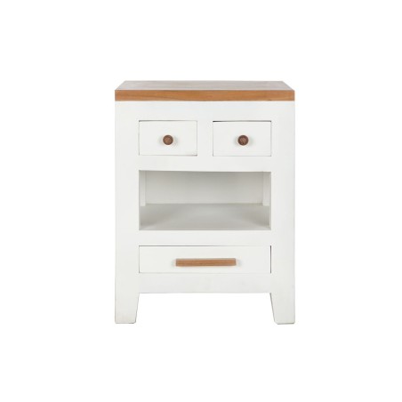 Mesita de Noche DKD Home Decor Blanco Marrón Acacia Madera de mango 4