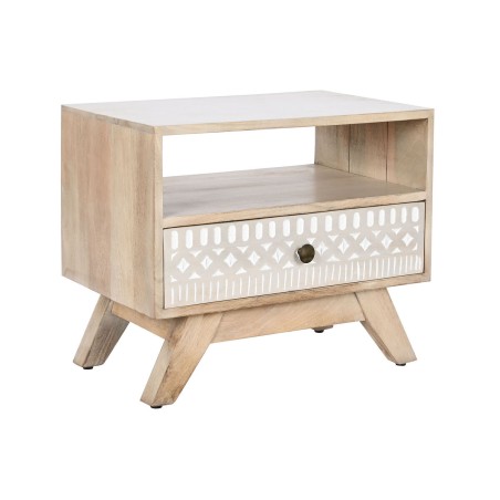 Table de Nuit DKD Home Decor Blanc Naturel Bois de manguier 55 x 35 x