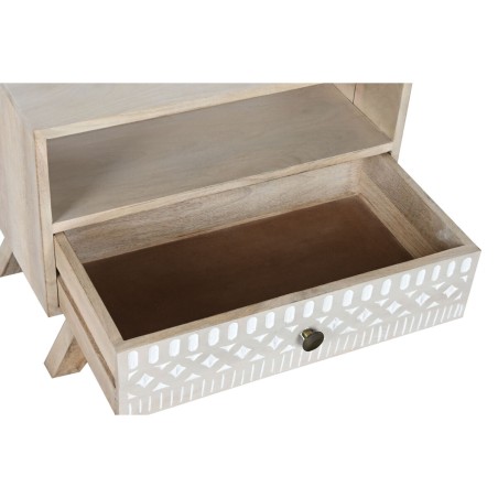 Mesita de Noche DKD Home Decor Blanco Natural Madera de mango 55 x 35