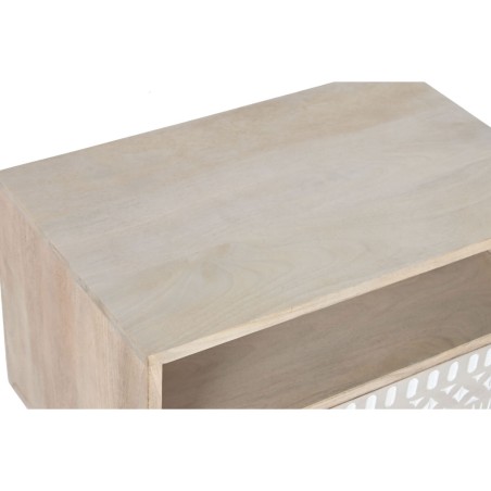 Mesita de Noche DKD Home Decor Blanco Natural Madera de mango 55 x 35