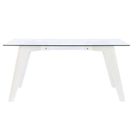 Mesa de Comedor DKD Home Decor Blanco Transparente Cristal Madera MDF 2