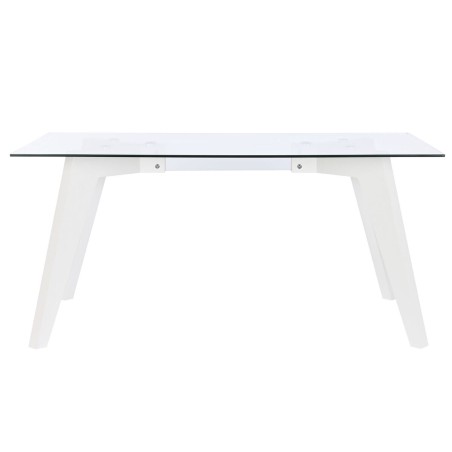 Tavolo da Pranzo DKD Home Decor Bianco Trasparente Cristallo Legno MDF