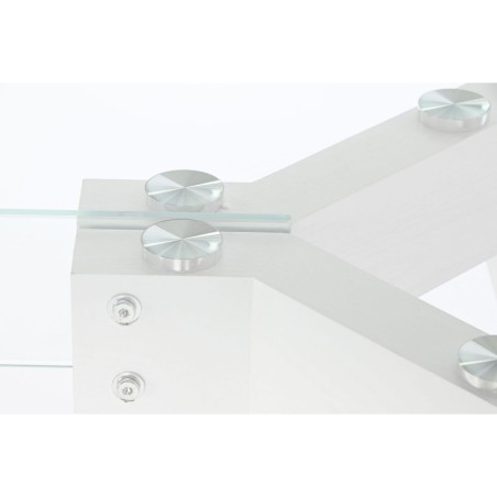 Tavolo da Pranzo DKD Home Decor Bianco Trasparente Cristallo Legno MDF