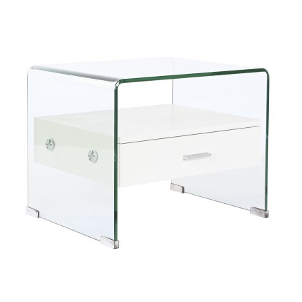 Nightstand DKD Home Decor White Transparent Crystal MDF Wood 50 x 40 x