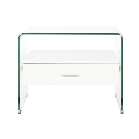 Nachttisch DKD Home Decor Weiß Durchsichtig Kristall Holz MDF 50 x 40