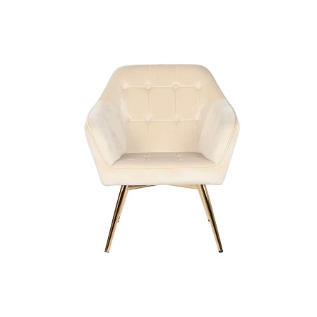 Siège DKD Home Decor Crème Doré Métal 74 x 74 x 90 cm