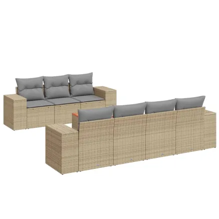 Salon de jardin avec coussins 8 pcs beige résine tressée 2