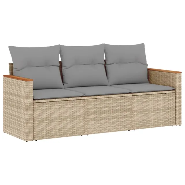 Salon de jardin avec coussins 3pcs mélange beige résine tressée