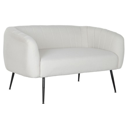 Sofa DKD Home Decor Black Greige Foam Wood Metal Velvet Scandi 129 x 7