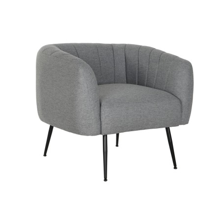Poltrona DKD Home Decor Nero Grigio Schiuma Legno Metallo 81 x 75 x 73