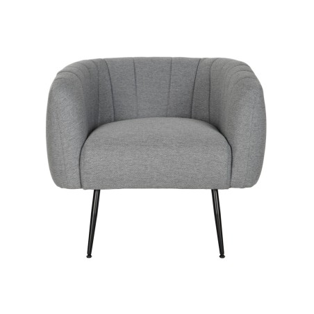 Poltrona DKD Home Decor Nero Grigio Schiuma Legno Metallo 81 x 75 x 73