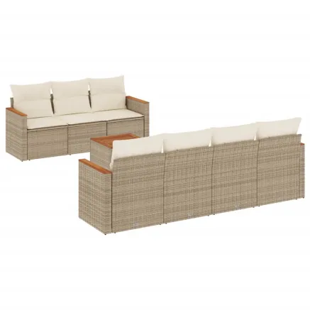 Salon de jardin avec coussins 8 pcs beige résine tressée 2