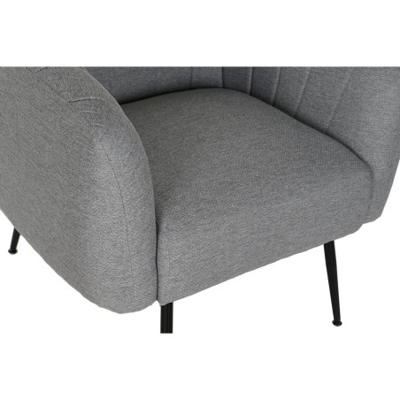 Poltrona DKD Home Decor Nero Grigio Schiuma Legno Metallo 81 x 75 x 73
