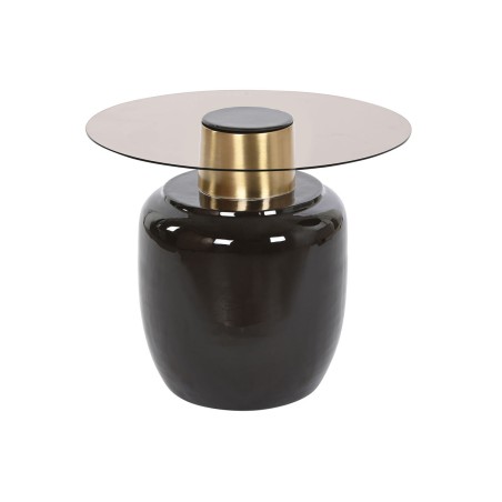 Mesa auxiliar DKD Home Decor Negro Dorado Metal Cristal 59 x 59 x 46 c