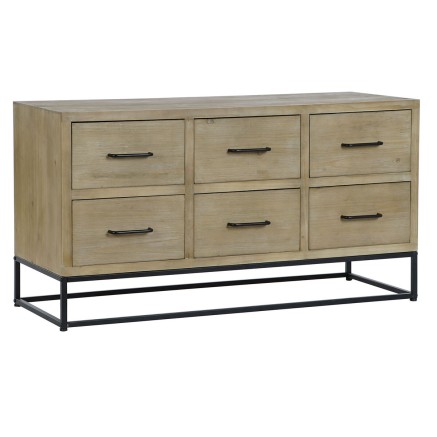 Aparador DKD Home Decor Negro Natural Metal Madera MDF 120 x 40 x 64 c