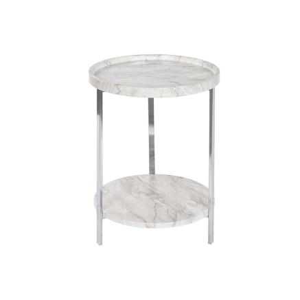 Mesa auxiliar DKD Home Decor Blanco Plateado Metal Madera MDF 40 x 40 2