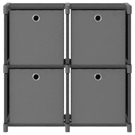 Étagère à 4 cubes avec boîtes Gris 69x30x72,5 cm Tissu