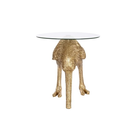 Mesita Auxiliar Home ESPRIT Dorado Resina Cristal 60 x 60 x 62 cm 2