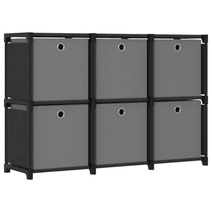 Étagère d'affichage 6 cubes et boîtes Noir 103x30x72,5 cm Tissu