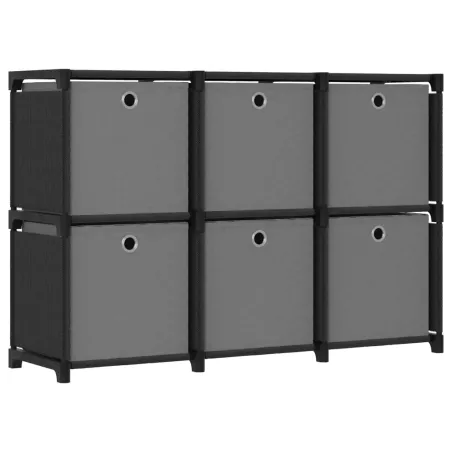 Étagère d'affichage 6 cubes et boîtes Noir 103x30x72,5 cm Tissu