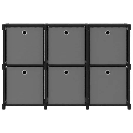 Étagère d'affichage 6 cubes et boîtes Noir 103x30x72,5 cm Tissu